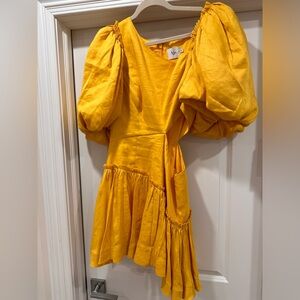 Puff sleeve mustard, yellow dress